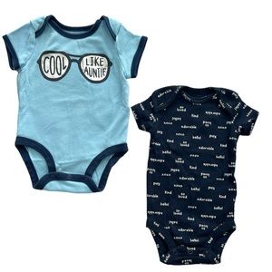 Carter’s 3 Months Bodysuite for Boys Cool Like Auntie 2 pc 100% Cotton